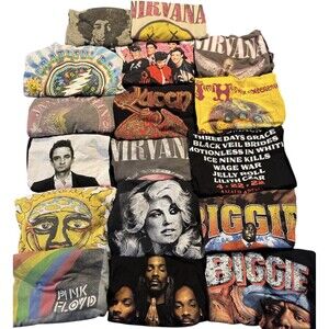 Lot Of 17 band tees T-shirts Various Sizes As Is